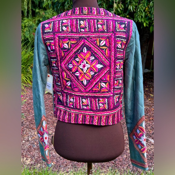 NWT BILLABONG sS cropped jacket-quilted/embellished w/contrasting fabric-moss - Picture 1 of 7